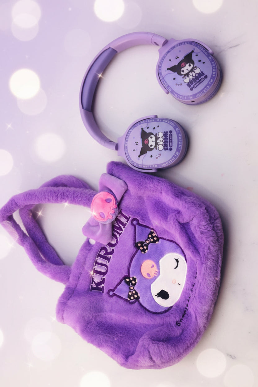 Kuromi Headphones with Matching Bag – Cute & Stylish Premium Set