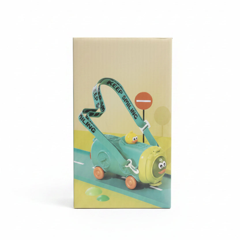 Cute Cartoon Kids Water Bottle with Straw & Adjustable Shoulder Strap