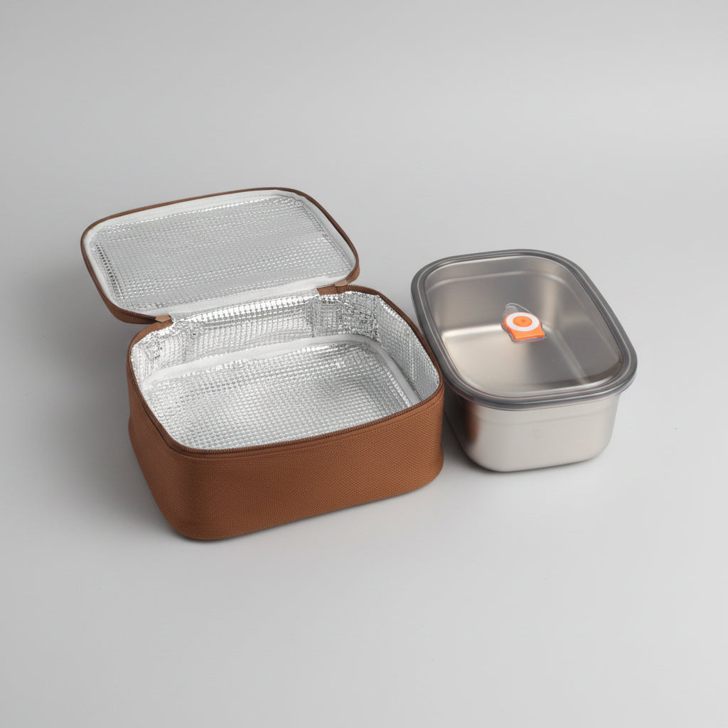 Stainless Steel Thermal Lunch Box Container with Thermal Insulated Carry Bag Set