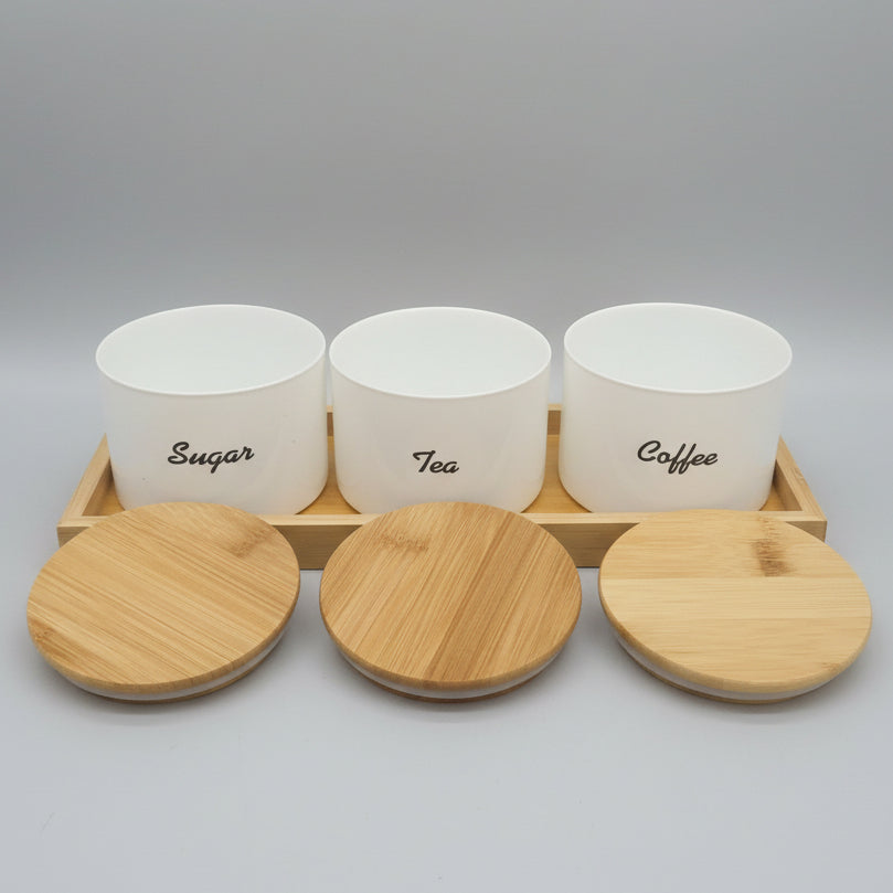 Storage Jar Set with Bamboo Lids & Wooden Tray