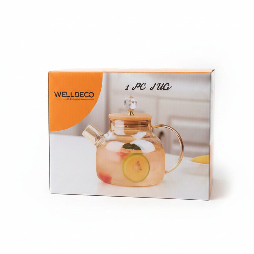 Premium Glass Jug with Wooden Lid