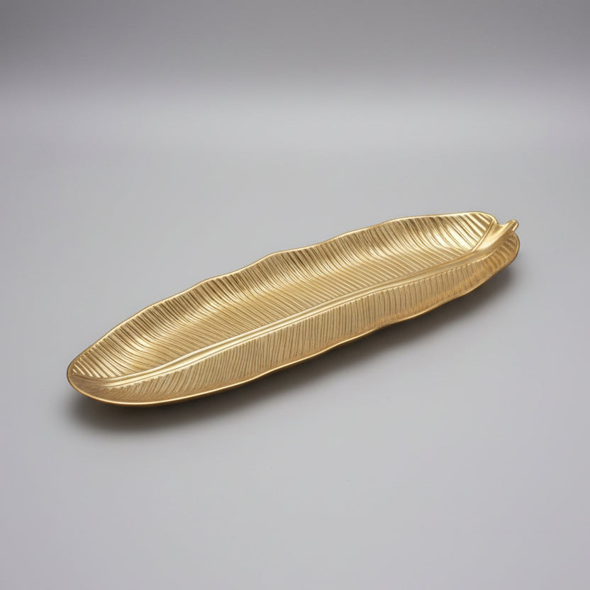 Luxury Gold Banana Leaf Decorative Tray – Elegant Metal Serving Platter & Centerpiece