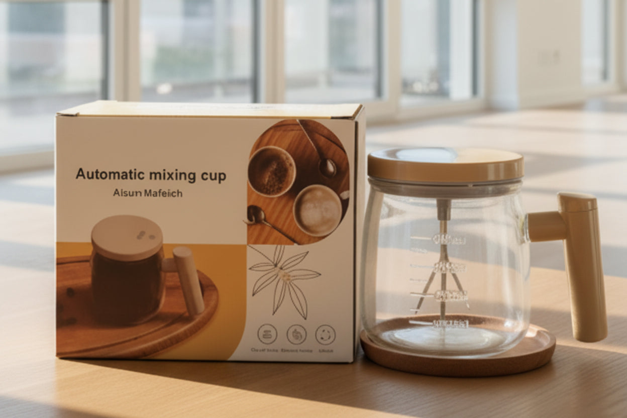 Automatic Self-Stirring Mixing Cup – 400ml Glass Coffee Mug