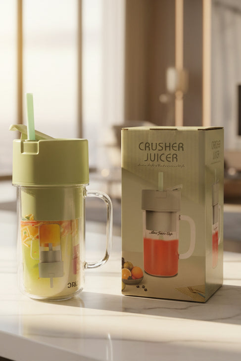 Portable Crusher Juicer Cup with Straw & Handle – Mini Blender Bottle