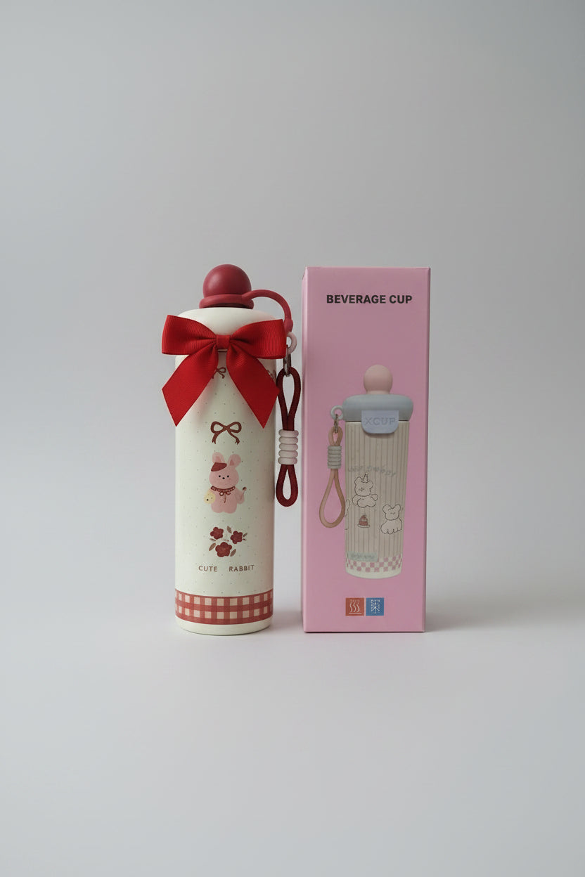 Cute Rabbit Stainless Steel Insulated Water Bottle – Hot & Cold Beverage Cup