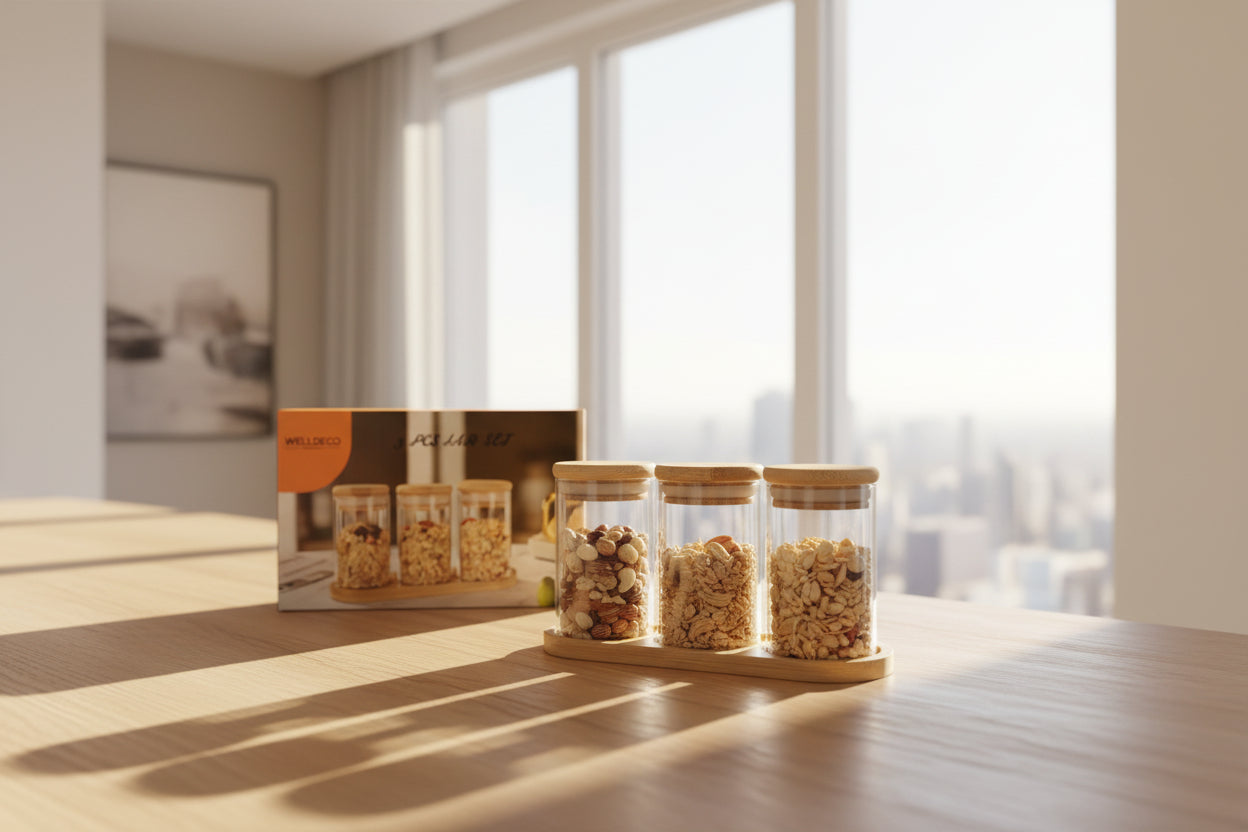 3 Pcs Airtight Glass Jar Set
