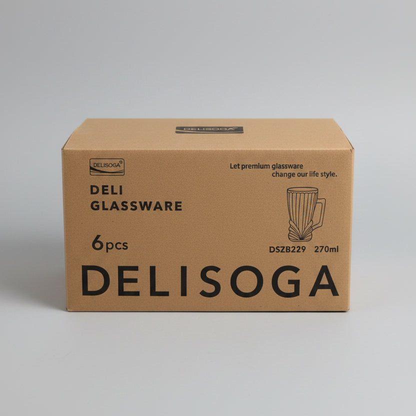 Delisoga® 6-Piece Vintage Fluted Glass Coffee & Tea Mug Set
