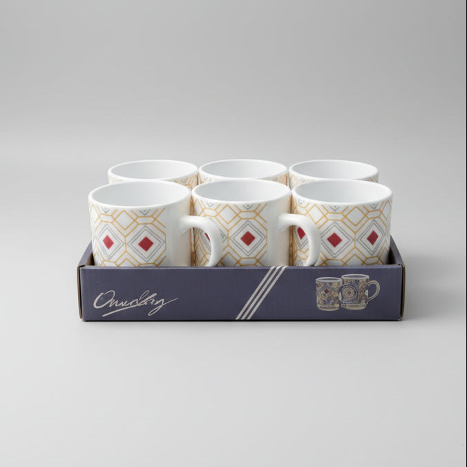 6-Piece Heat-Resistant Printed Ceramic Tea & Coffee Mug Set