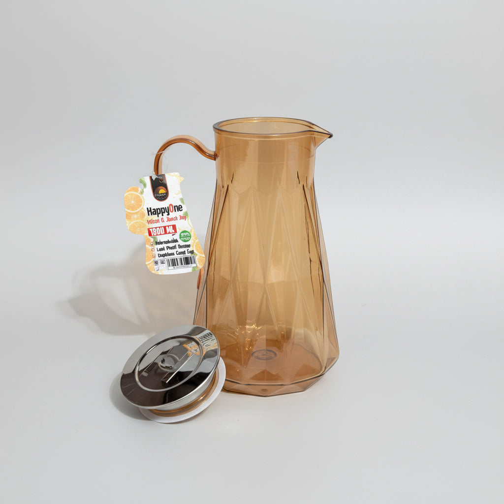 Amber Water & Juice Jug with Stainless Steel Lid