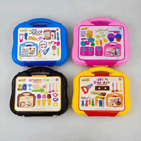 Kids Role Play Toy Suitcase Set | Doctor, Kitchen, Ice Cream & Tool Kit