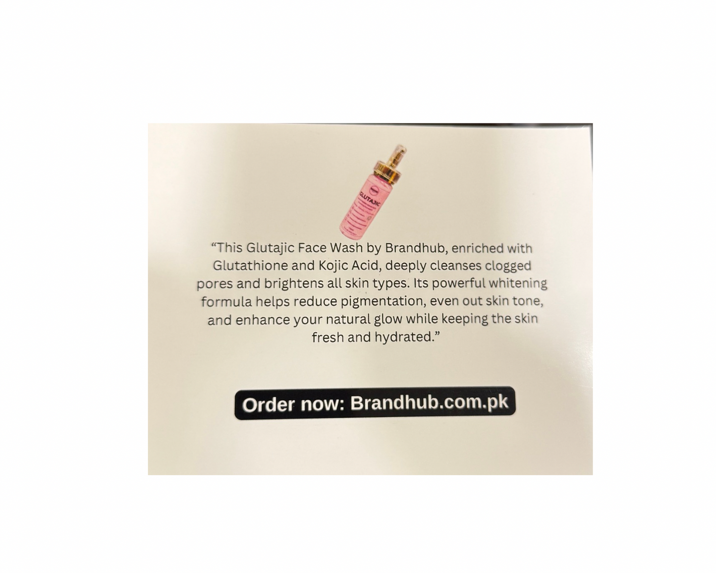 Glutajic face wash tester card