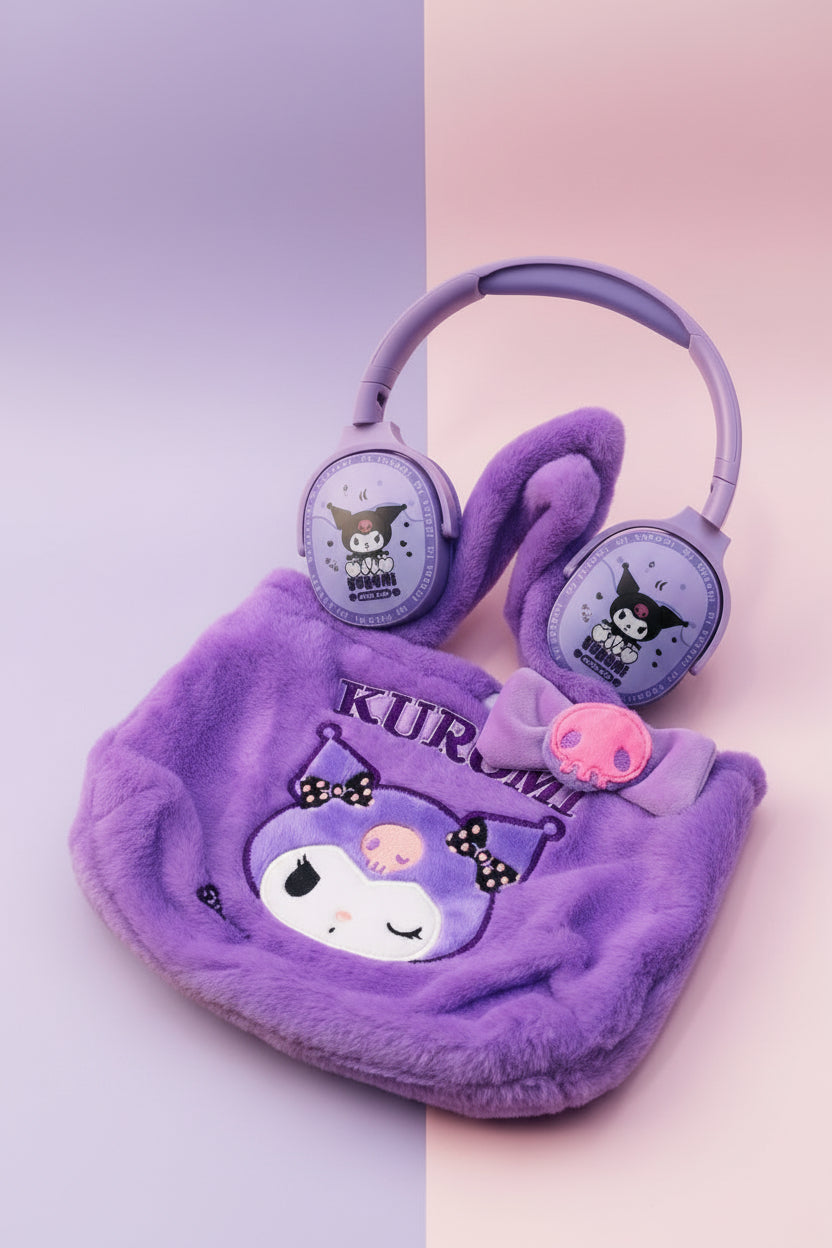 Kuromi Headphones with Matching Bag – Cute & Stylish Premium Set