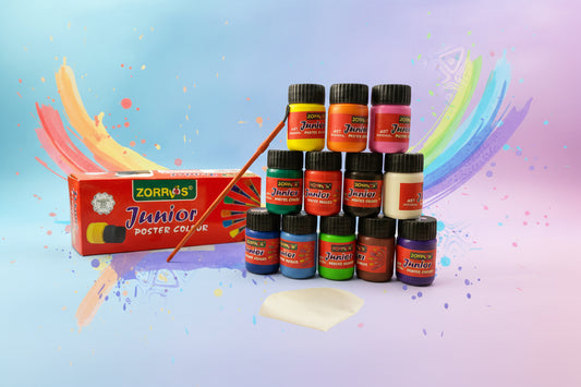 Junior 12-Piece Poster Color Set with Brush – High-Quality Art Kit