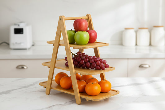 Elite Royal 3-Tier Wooden Fruit Tray – Premium Quality Serving & Storage Stand
