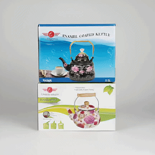 Floral Design & Induction Base Enamel Coated Kettle