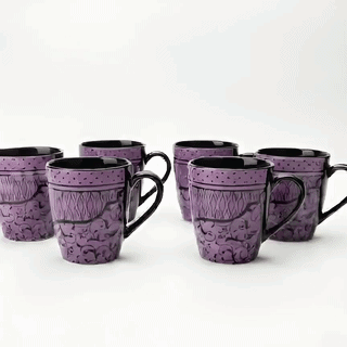 Ceramic Coffee Mugs Ornate Pattern Set of 6