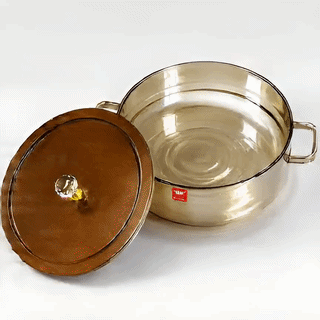 Shinemax (SM) 2500ml Glass Casserole Serving Dish with Wooden Lid & Crystal Knob
