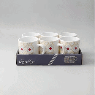 6-Piece Heat-Resistant Printed Ceramic Tea & Coffee Mug Set