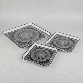 3 Piece Mandala Print Serving Tray Set