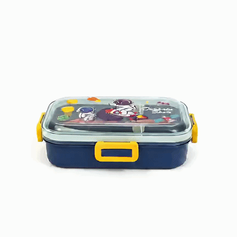 Kids Stainless Steel Lunch Box with Spoon – Leakproof Space Theme Bento Lunch Box for School
