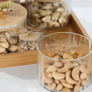 Echou 5-Piece High Borosilicate Glass Jar Set with Wooden Tray & Golden Butterfly Lids
