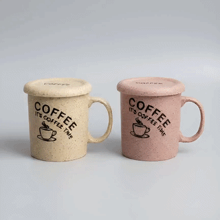 "It's Coffee Time" Speckled Ceramic Mug with Lid