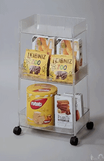 3-Tier Clear Acrylic Fluted Rolling Utility Cart – Mobile Storage Trolley