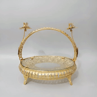 Luxury Gold Fruit Tray with Handle – Decorative Serving Basket