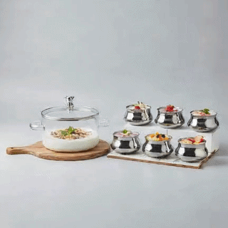Echou 7-Piece Glass Dessert & Serving Bowl Set with Lid