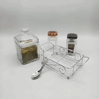 4-Piece Crystal-Style Glass Condiment Set – Sugar Bowl, Salt & Pepper Cruet Jams with Stand