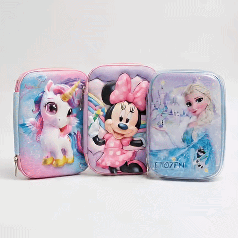 3D Pencil Case with Zipper | Kids Cartoon Pencil Box