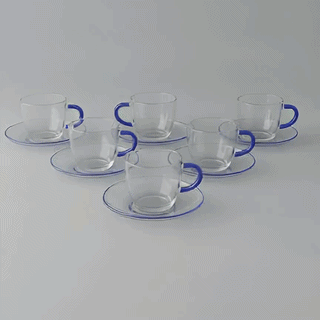 Sky Blossom Cup & Saucer Set – 12 Piece (6 Cups & 6 Saucers)