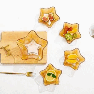 Dobint 6-Piece Amber Star-Shaped Glass Bowl Set