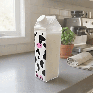 Cute Cow Milk Bottle | Transparent & Leakproof