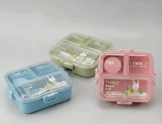 Lunch Box with Sauce Cup & Spoon – Portable Lunch Box for Kids