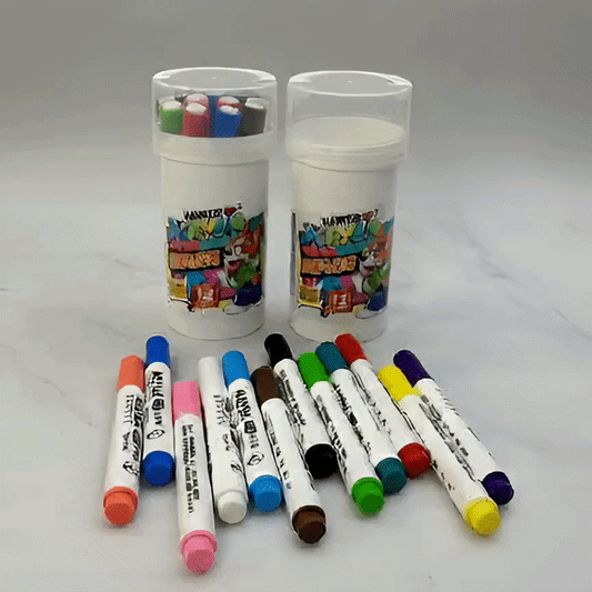 Acrylic Paint Markers Set, 12 Vibrant Colors, Water Based Pigment Ink