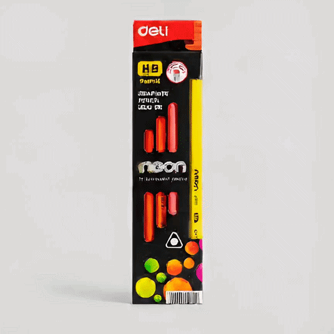 12PCS HB Fluorescent Pencils with Eraser Top