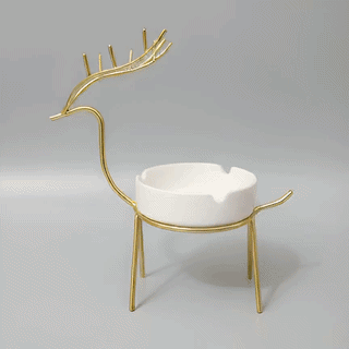 Gold Deer Metal Stand For Cigarette Ash Holder
