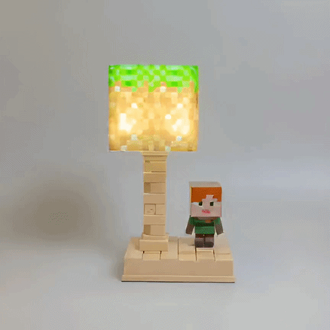 Pixel Block Style LED Table Lamp | Gaming Desk Lamp & Kids Night Light