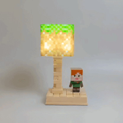 Pixel Block Style LED Table Lamp | Gaming Desk Lamp & Kids Night Light