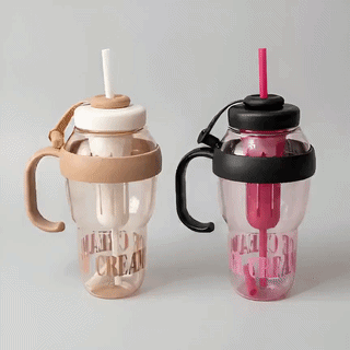Shaped Sipper Tumbler with Straw & Stirrer