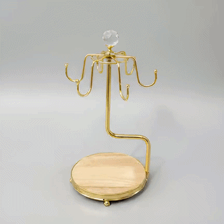 Luxury Gold & Wooden Mug Tree Holder