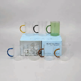 6-Piece Heat-Resistant Borosilicate Glass Cup Set with Colored Handles