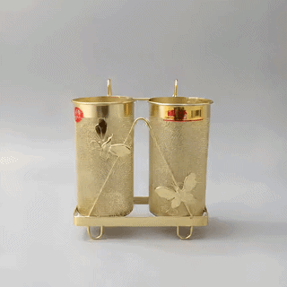 Luxurious Gold Mesh Cutlery Holder Stand – 2-Compartment Spoon & Fork Organizer