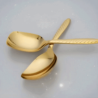 Luxury Gold Stainless Steel Dessert Spoon – 2 Pieces