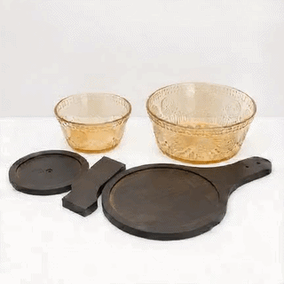 2 PCS Sunflower Salad Bowl Set with Wooden Stand | Premium Serving Bowls