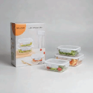 WELLDECO 3 Pcs Glass Storage Box Set with Airtight Locking Lids