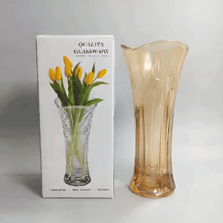 Exquisite Crystal-Cut Clear Glass Flower Vase – Modern Tabletop Accent