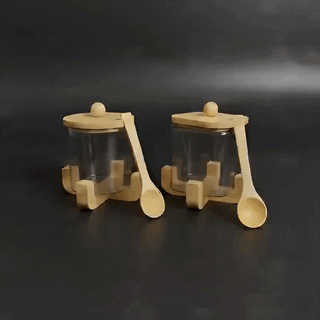 Glass Jar with Bamboo Lid, Stand & Spoon