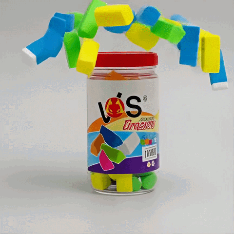 Premium Colorful Triangle Soft Erasers Jar